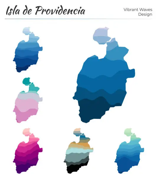 Vector illustration of Set of vector maps of Isla de Providencia.