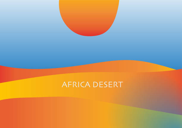 Desert landscape with big sun. Orange sun in the Sahara. Vector illustration Desert landscape with big sun. Africa desertscape. Orange sun in the Sahara. Vector illustration phoenix arizona sun stock illustrations