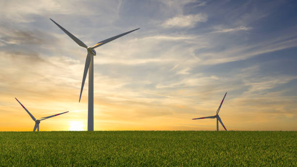 istock wind turbines in the field at sunset 1330391824