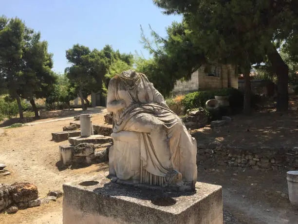 Photo of General view of the remains at Kerameikos, also known as Ceramicus, in Athens, Greece. It was the potters' quarter of the city and was also the site of an important cemetery and numerous funerary sculptures erected along the Sacred Way.