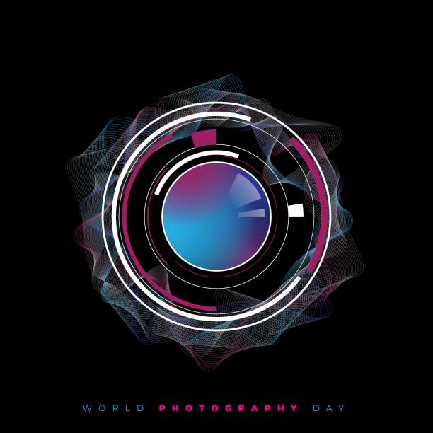 Camera lend with smoke effect design. Camera lend with smoke effect design. good template for Photography logo or Photography design. Photography Day stock illustrations
