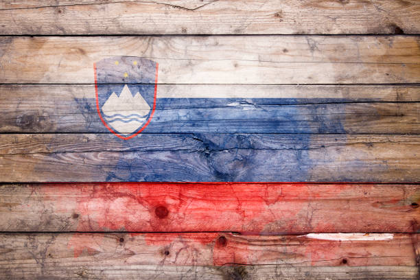 istock Slovenian flag on wooden boards 1330395669