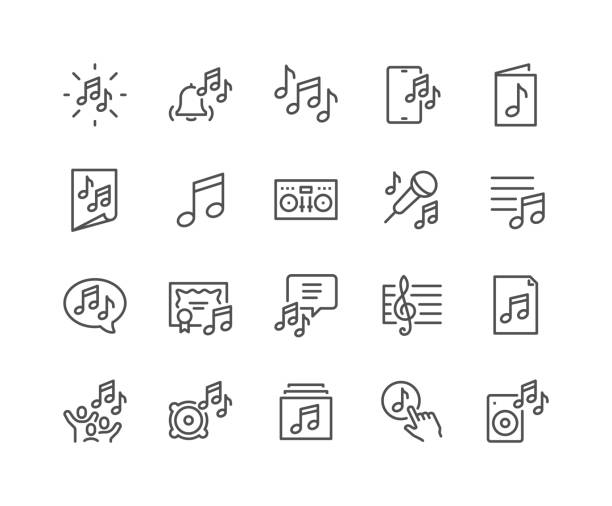 иконки линейной музыки - sheet music music musical note pattern stock illustrations