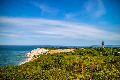 View of Dead Dunes, Curonian Spit and Curonian Lagoon, Nagliai, Lithuania. Baltic Dunes
