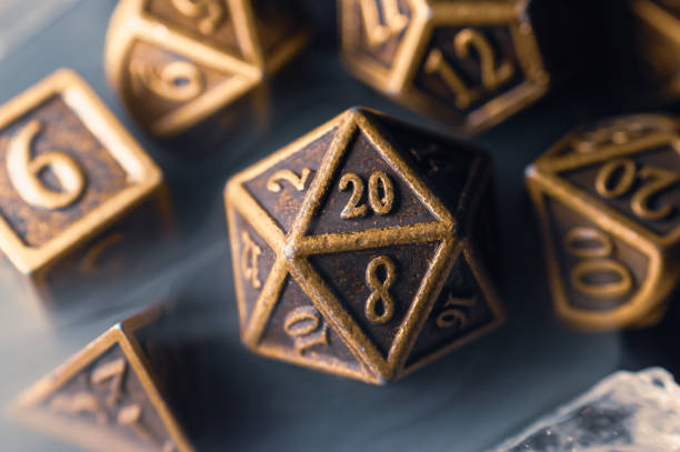 istock Close-up of a metallic d20 1330411810