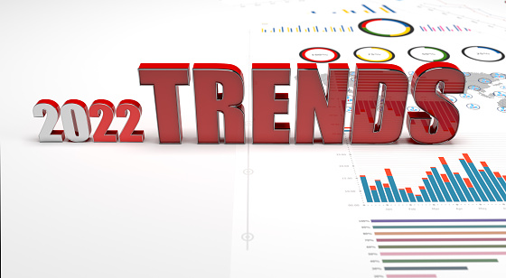 Business Trends Graphs and charts  2022 3d image