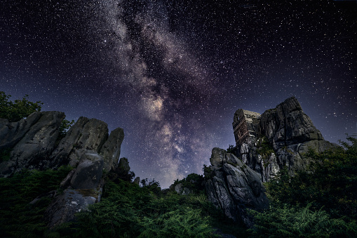 A long exposure of Roche Rock underneath the Milky Way.