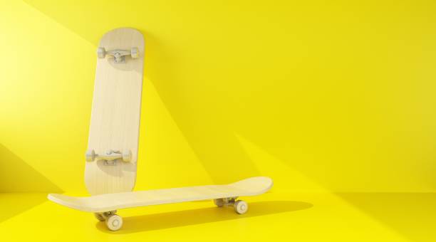 istock two wood longboard on yellow background 1330414034