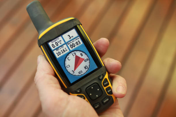 istock compass on the screen of a tourist navigator 1330426463