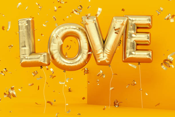 istock Golden Love Balloons with Confetti 1330427358