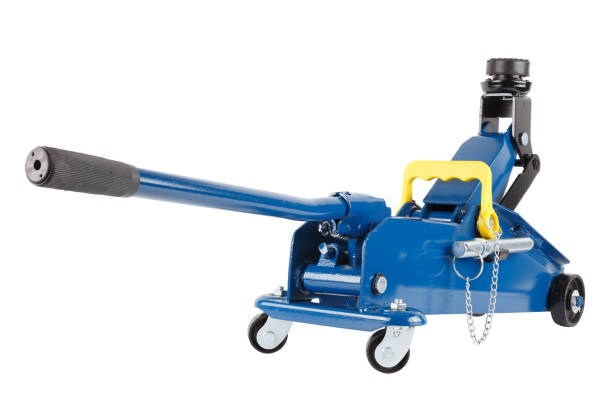 istock blue hydraulic car jack isolated on white background 1330432419