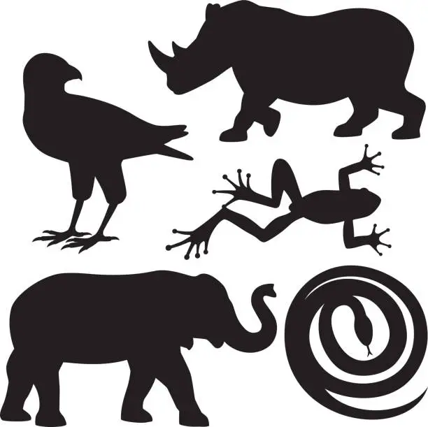 Vector illustration of Zoo Animals Silhouettes 1