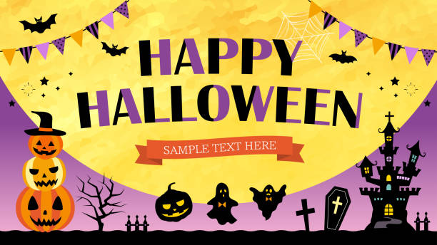 Happy Halloween Banner Template , For sales promotion, Web and advertising16:9 Horizontal Position / Other size variations are available. Happy Halloween Banner Template , For sales promotion, Web and advertising / 16:9 Horizontal Position / Other size variations are available. 月 stock illustrations