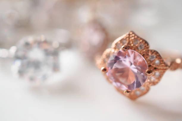 istock Beautiful diamond rings jewelry on white background 1330446241