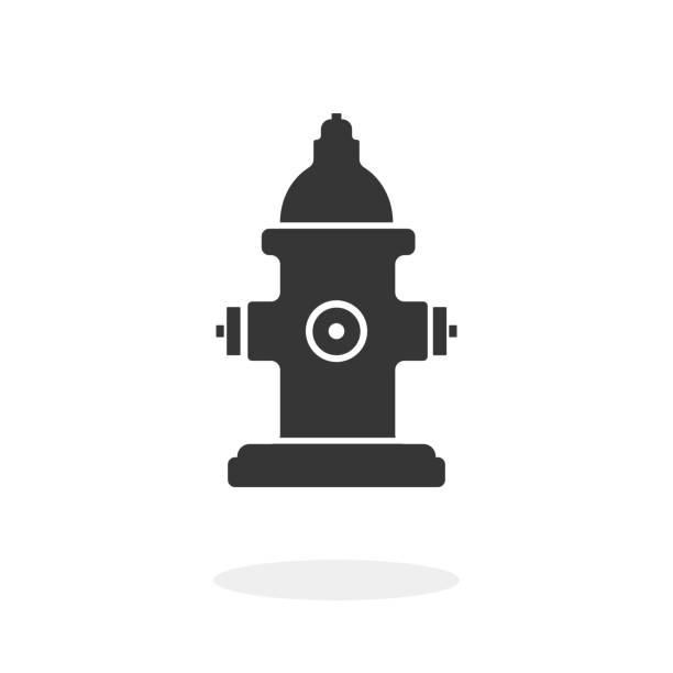 Fire Hydrant Black Icon Vector illustration Fire department safety water street supply concept silhouette of firefighter logo stock illustrations