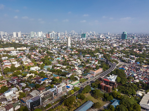 Quezon City skyline as seen from Libis . Distant districts of Cubao, North EDSA, etc.