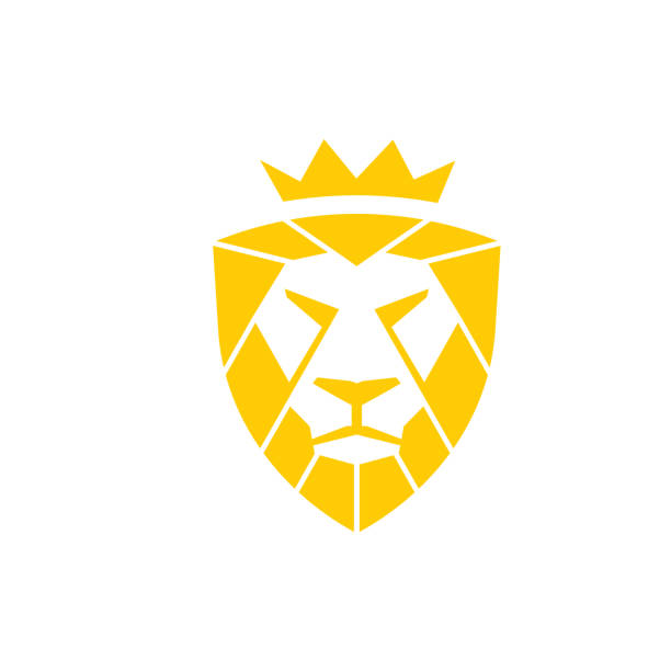 illustration lion king shield illustration lion king shield lion animal head mascot animal stock illustrations