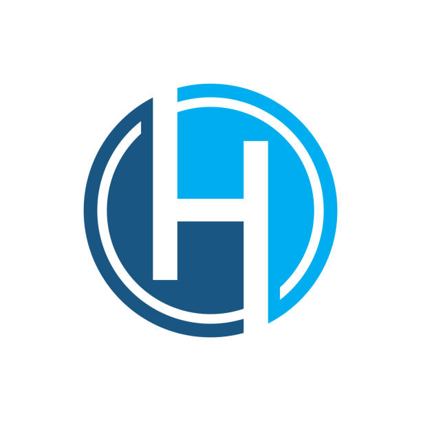ilustraciones, imágenes clip art, dibujos animados e iconos de stock de letra inicial h con el vector del logotipo del círculo - letra h