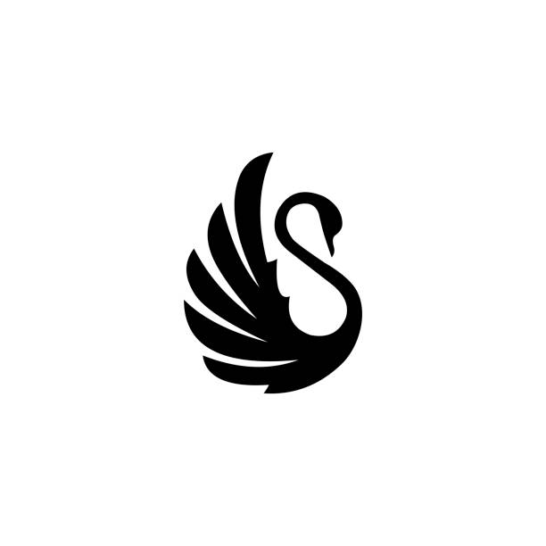 schwanenlogo vorlage vektor illustration design - swan stock-grafiken, -clipart, -cartoons und -symbole