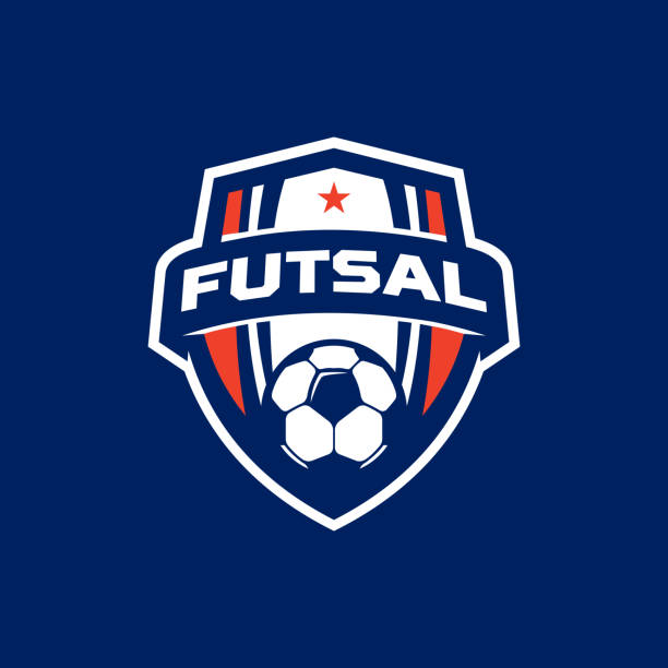 ilustrações, clipart, desenhos animados e ícones de vetor escudo de futsal de futebol - soccer