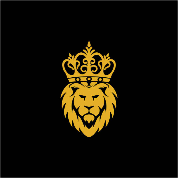 ilustrações, clipart, desenhos animados e ícones de ilustração rei leão com vetor logotipo da coroa - coat of arms insignia lion nobility