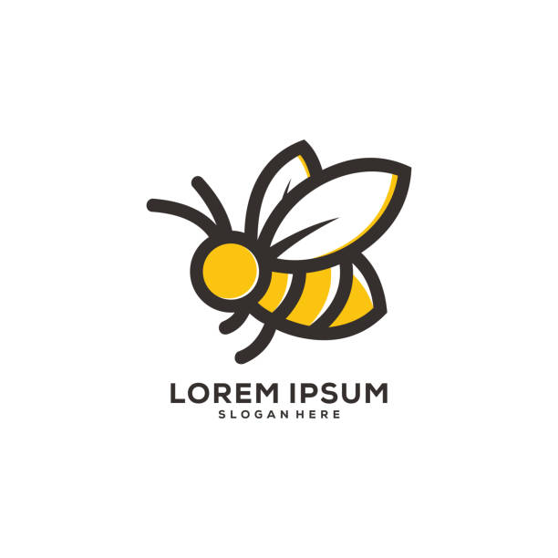 ilustraciones, imágenes clip art, dibujos animados e iconos de stock de miel bee animales logotipo vector - abeja
