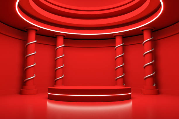 istock Pedestal for display,Platform for design,Blank product stand with light glow.3D rendering. 1330484868