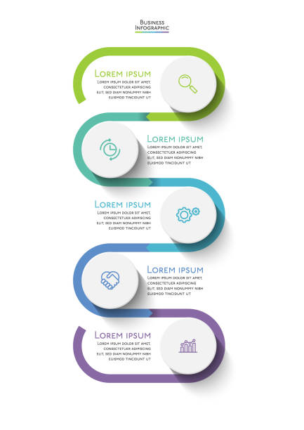 ilustrações de stock, clip art, desenhos animados e ícones de business data visualization. timeline infographic icons designed for abstract background template - vertical