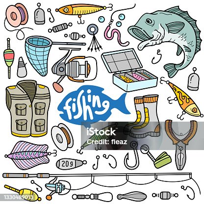 Fishing store sketch price list design of fisherman equipment tools for  fishing. Vector fisher rod and inflatable boat or rubber wader boots,  marine e Stock Vector Image & Art - Alamy