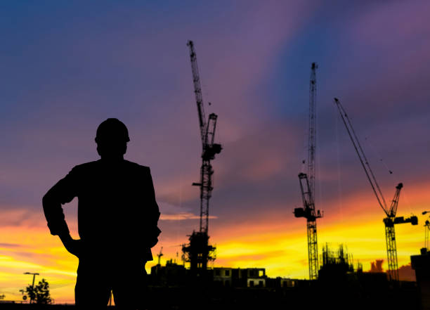 istock Silhouette supervisor building construction bar at the construction site and industrial concept 1330491265