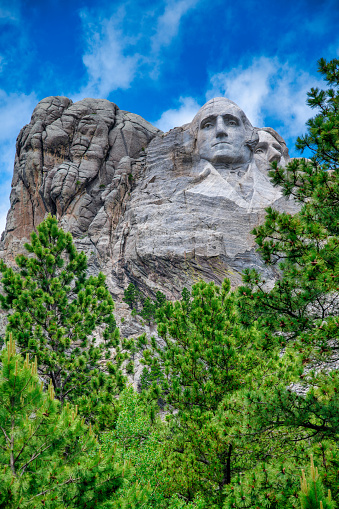 Mount Rushmore rocks in summer season, South Dakota