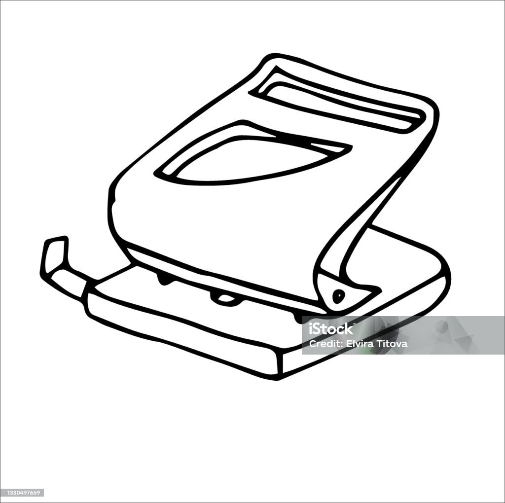 Hole Punch For Paper Stock Illustration - Download Image Now - Hole Puncher,  Illustration, Black And White - iStock