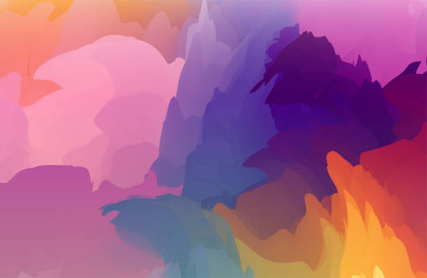 абстрактный цветной градиент текучести фоновый дизайн - watercolor painting abstract backgrounds painted image stock illustrations