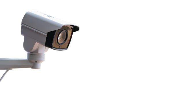 istock IP CCTV camera install by have water proof cover to protect camera with home security system concept with white background. 1330503054