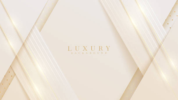 stockillustraties, clipart, cartoons en iconen met golden line diagonal sparkle on luxury abstract light brown background. vector illustration. - luxe