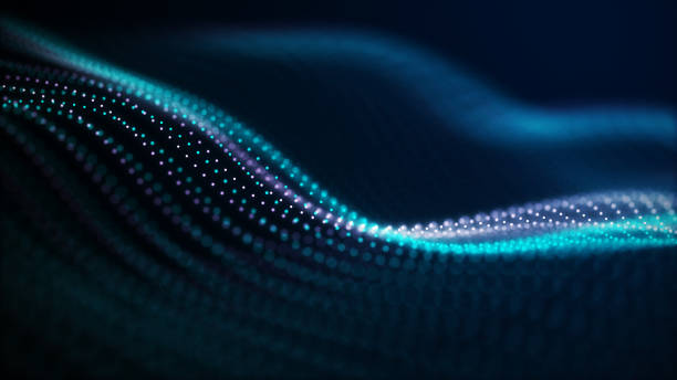 istock Abstract background with glowing particles. Digital moving wave. Futuristic illustration with explosion of data. 3d rendering. 1330513949
