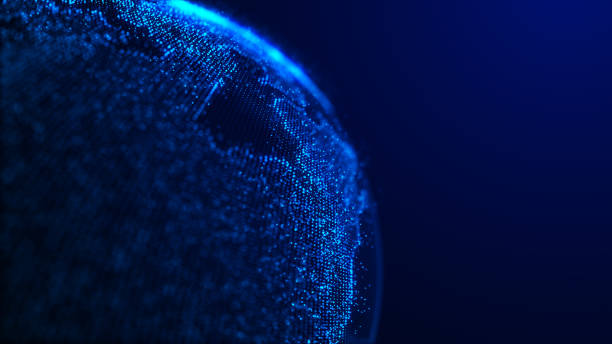 istock Global network connection. Blue futuristic world map. Concept of planet Earth. 3D rendering. 1330513956