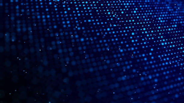 istock Digital blue background with moving glowing particles. Futuristic moving wave. Big data visualization. 3d rendering. 1330513984