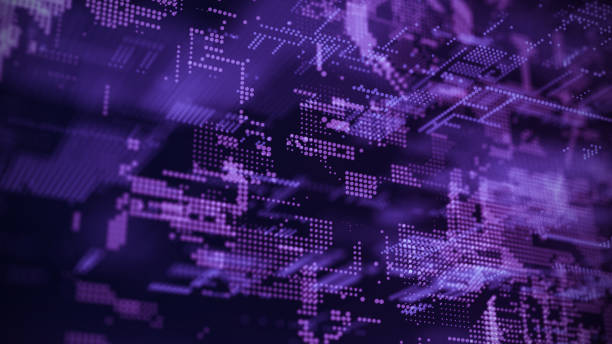 istock Digital background with moving glowing particles. Futuristic hi-tech illustration. Concept of data transfer in cyberspace. Big data visualization. 3d rendering. 1330514046