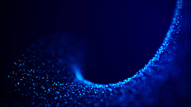 istock Abstract particle vortex. Futuristic dynamic wave moving in space. Illustration with explosion of data. 3d rendering. 1330514048