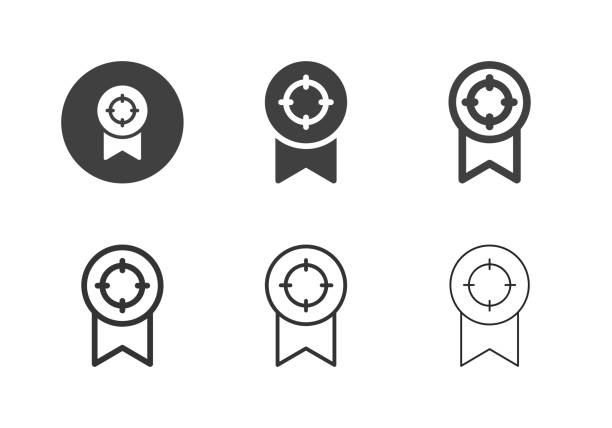 Winner Medal Target Icons - Multi Series Winner Medal Target Icons Multi Series Vector EPS File. multi medal stock illustrations