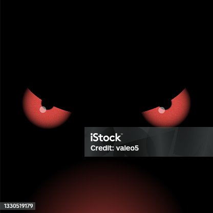 istock Red Devil Eyes Isolated on Black Background 1330519179