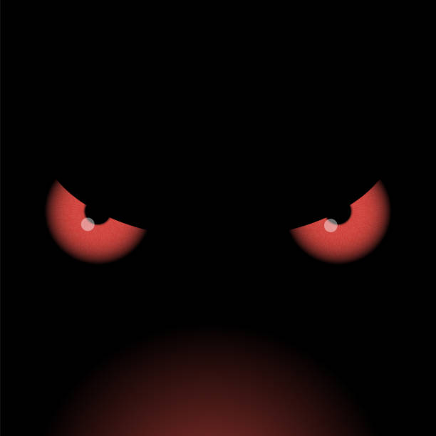 Red Devil Eyes Isolated on Black Background Red Devil Eyes Isolated on Black Background. diabolic stock illustrations