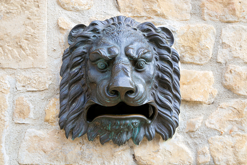 Traditional lion mailbox in Spain
