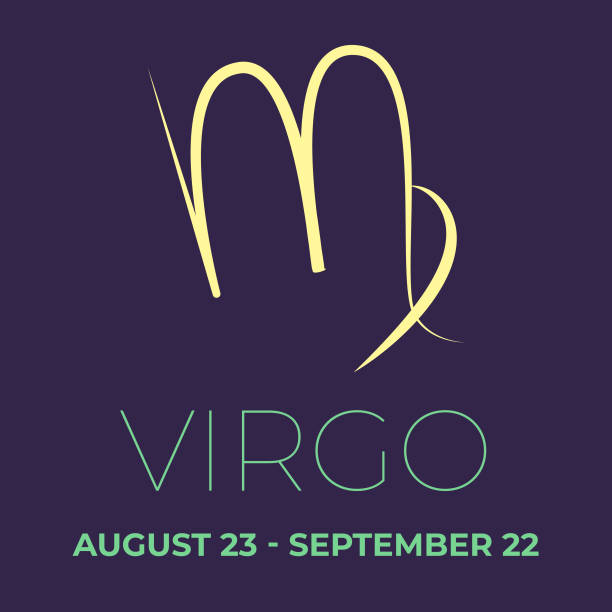 Virgo vector zodiac icon Virgo vector zodiac icon. Astrological signs with name. Graphic element for print designs - calendar, poster, sky map, sticker first day of spring 2021 stock illustrations