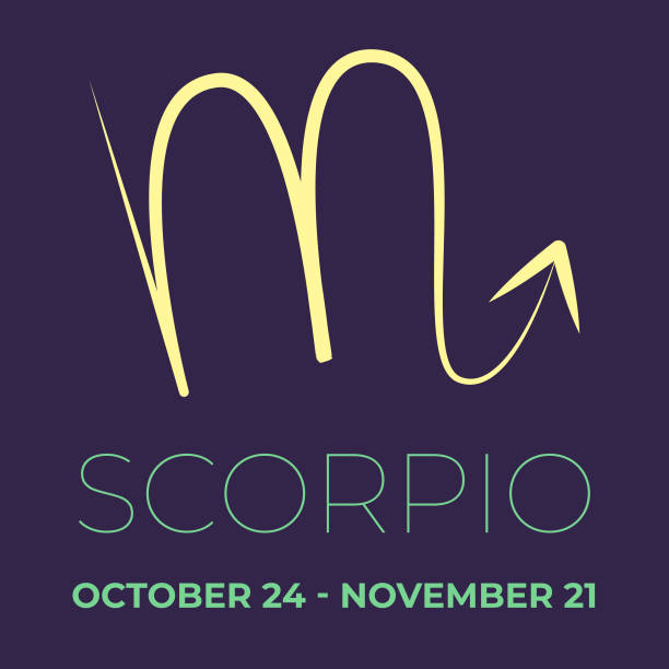 Scorpio vector zodiac icon Scorpio vector zodiac icon. Astrological signs with name. Graphic element for print designs - calendar, poster, sky map, sticker first day of spring 2021 stock illustrations