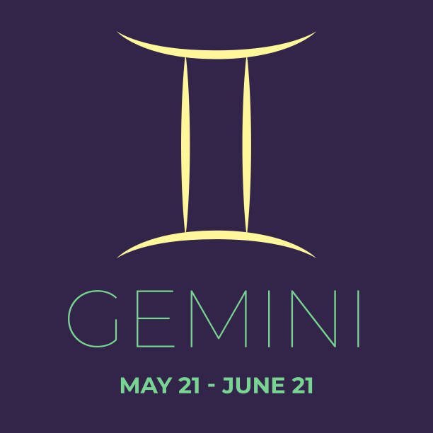 Gemini vector zodiac icon Gemini vector zodiac icon. Astrological signs with name. Graphic element for print designs - calendar, poster, sky map, sticker first day of spring 2021 stock illustrations