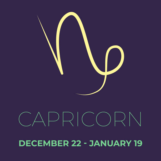 Capricorn vector zodiac icon Capricorn vector zodiac icon. Astrological signs with name. Graphic element for print designs - calendar, poster, sky map, sticker first day of spring 2021 stock illustrations