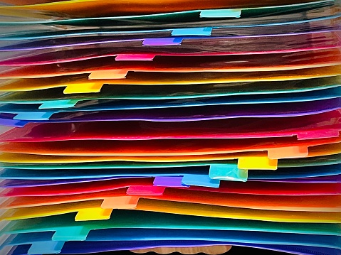 Colorful documents folder from above