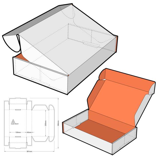 Cardboard box for postal mail and Die-cut Pattern. Ease of assembly, no need for glue.  The .eps file is full scale and fully functional. Cardboard box for postal mail and Die-cut Pattern. Ease of assembly, no need for glue.  The .eps file is full scale and fully functional. stackable stock illustrations